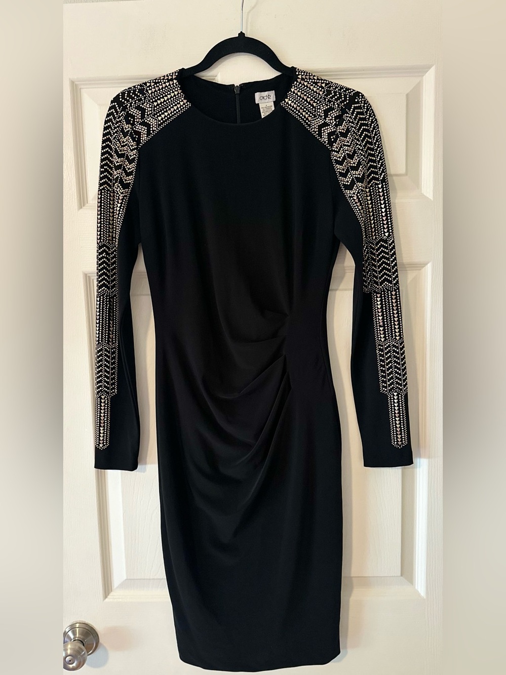 Women’s Vintage CACHE Y2K Cocktail Black Metallic Embellishments Glamour Party 6
